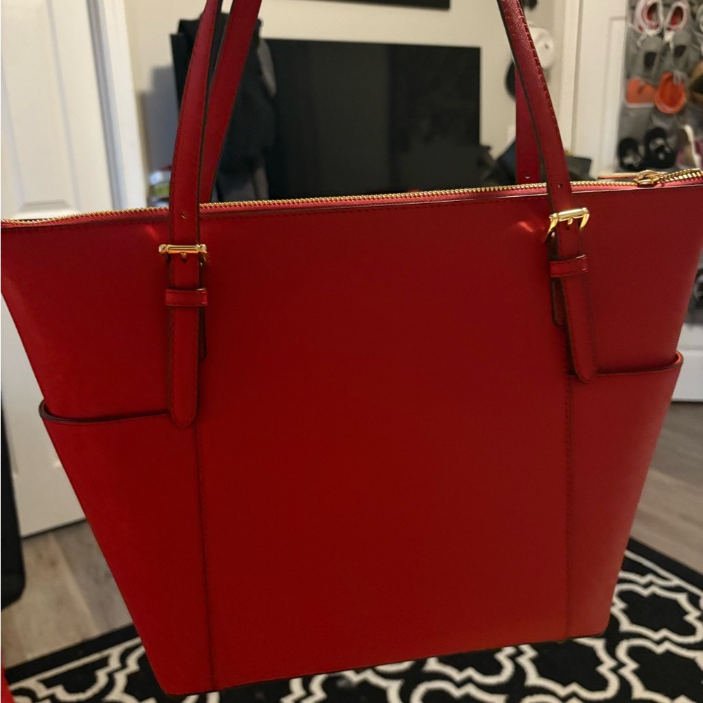 MK Large Tote Bag; Red with Gold Hardware NEVER WORN - Picture 2 of 4